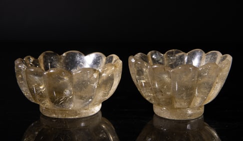 Two Chinese/ Tibetan Crystal Lotus Bowls