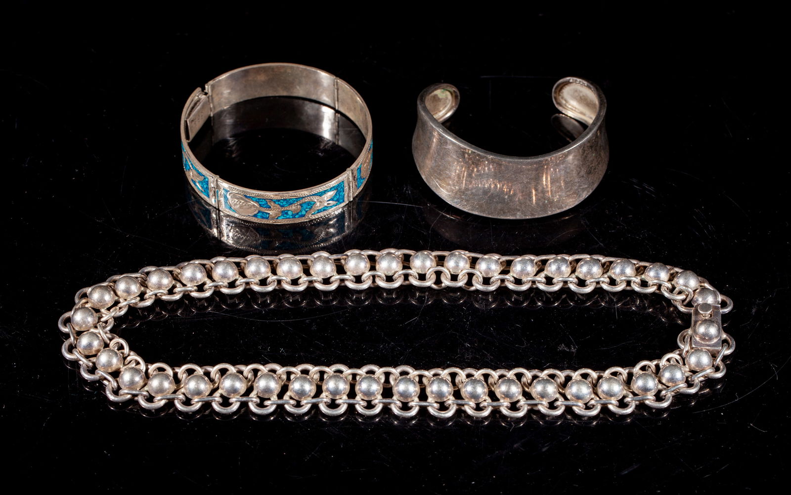 Vintage Sterling Silver Necklace, Bracelets (1 of 13)