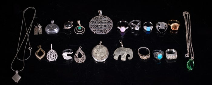 Vintage Sterling Silver Rings, Pendants