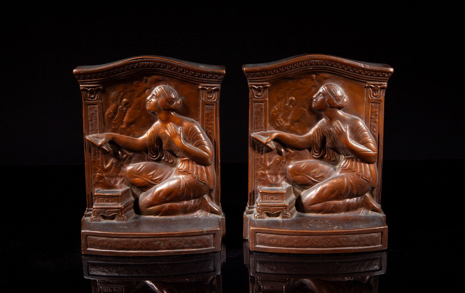 Two Early 20th Antique Bronze Bookends (1 of 5)