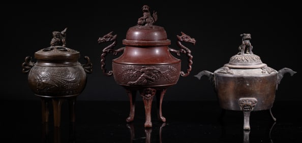 Vintage Japanese Copper Cabinet Censers