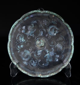 Rare Korean Bronze Mirror Inlaid MOP