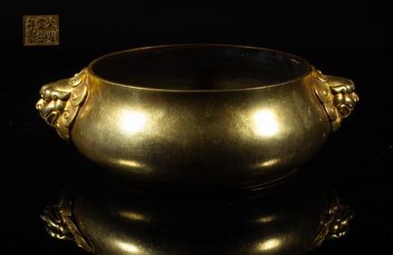 Chinese Gilt Bronze Cabinet Censer