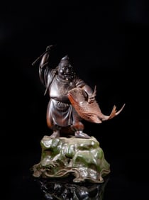 Large Japanese Late Meiji Metal Sculpture