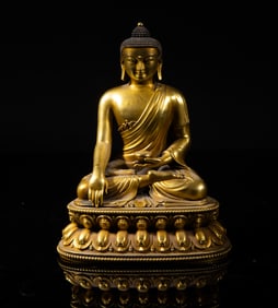 Estate Chinese Gilt Bronze Sculpture of Buddha