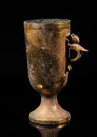 Estate Chinese Gilt Bronze Tall Cup