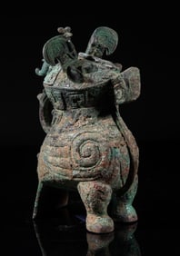 Estate Chinese Bronze Bird Form Vase