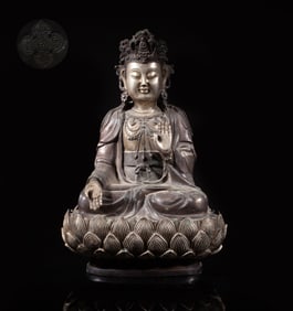 Rare Chinese Silver Tone Sculpture of Buddha