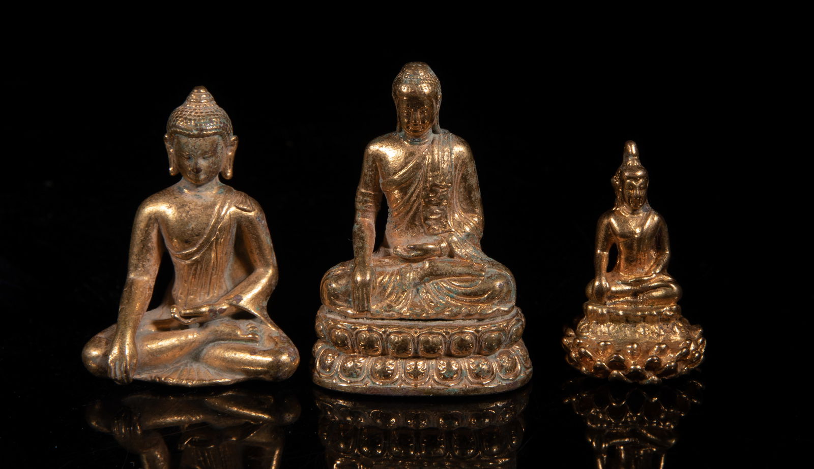 Set Chinese/ Asian Gilt Bronze Sculptures (1 of 10)