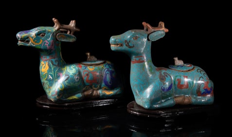 Two Chinese Export Cloisonne Sculptures