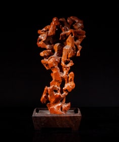 Estate Chinese Wood Table Sculpture of Bonsai