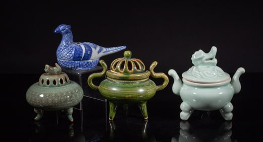 Estate Set Korean Joseon Type Porcelain Censers