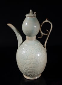 Korean Celadon Glazed Porcelain Gourd Pot