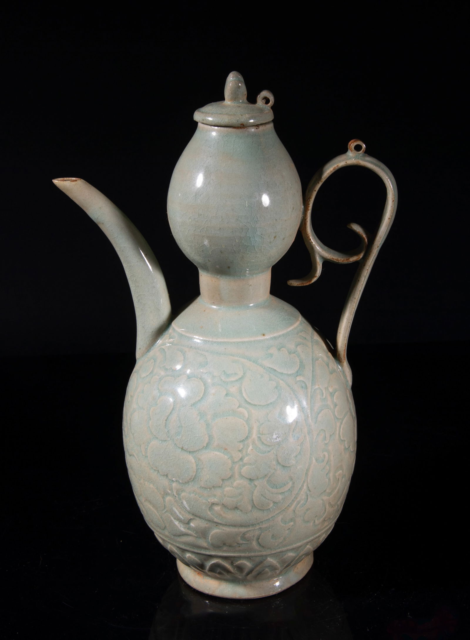 Korean Celadon Glazed Porcelain Gourd Pot (1 of 17)