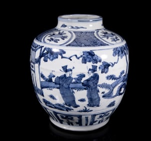 Chinese Export Blue & White Porcelain Jar