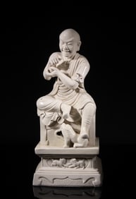Chinese Blanc De Porcelain Sculpture of Luohan