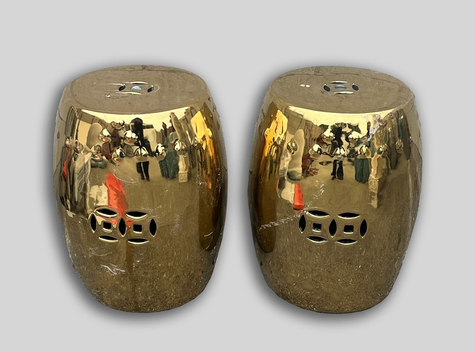 Pair Chinese Export Porcelain Garden Drum Seats (1 of 7)