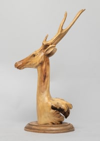 Vintage Folk Art Root Wood Sculpture Elk