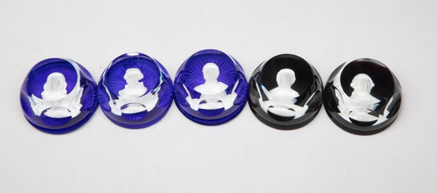 Set Vintage Baccarat Crystal Paper Weights