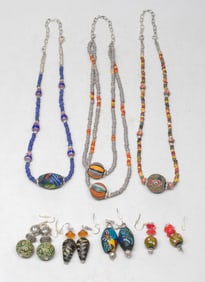 Designed Rare Trade Glass Beads Earrings