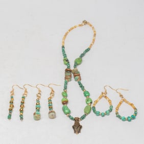 Sets Vintage Hopi Marked Turquoise Necklace