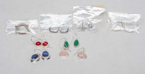 Set Collectible Sterling, Gemstone Earrings