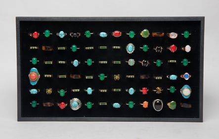 Estate Large Set Chinese Export Rings Collection