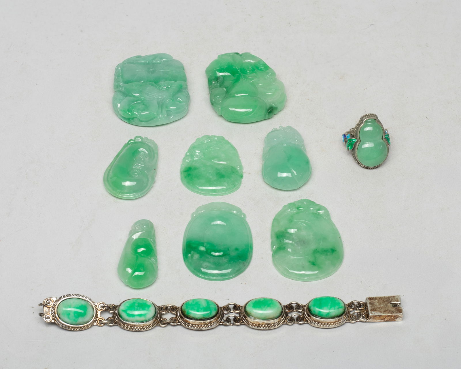 Set Chinese Export Pendants, Bracelet, Ring (1 of 18)