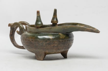 Estate Large Chinese Burnt Jade Pitcher