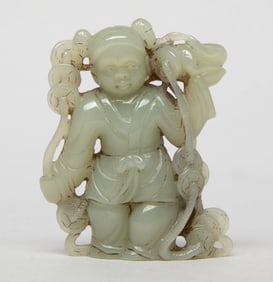 Estate Chinese Jade Figure Sculpture