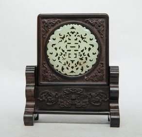 Estate Chinese Wood, Jade Screen