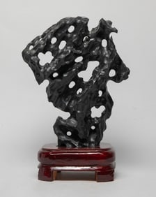 Estate Chinese Scholar Stone on Wood Base