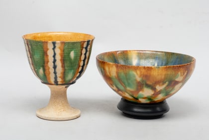 Two Chinese Sanchai Porcelain Cups