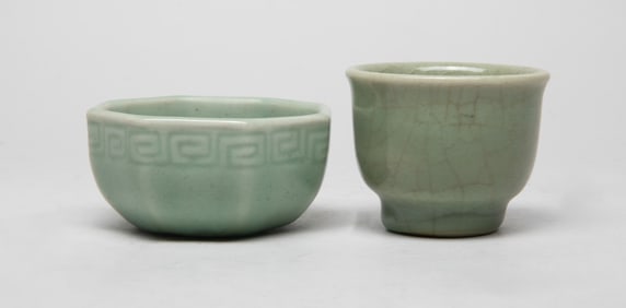Two Chinese Longquan Porcelain Tea Cups
