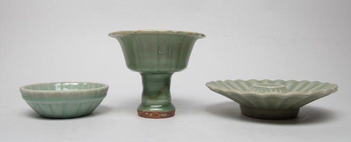 Chinese Longquan Porcelain Base, Tall Cup, Washer