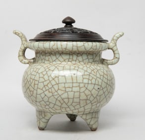 Estate Chinese Ge Ware Porcelain Censer
