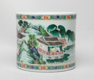 Large Chinese Wuchai Porcelain Brush Pot