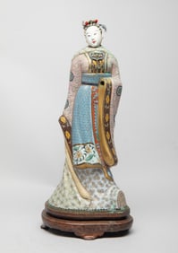 Tall Chinese Cloisonne Figure Sculpture