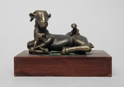 Estate Chinese Bronze Sculpture on Stand