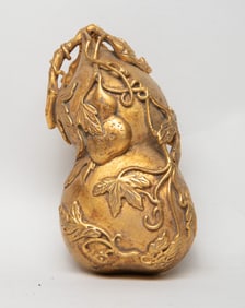 Rare Chinese Gilt Bronze Gourd Box