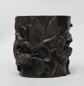 Rare Chinese Zitan Root Wood Brush Pot