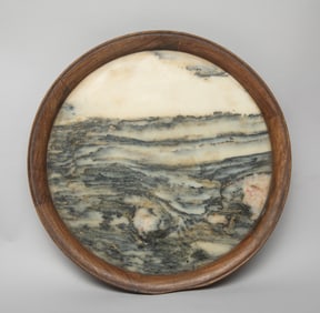 Vintage Large Chinese Wood,Marble Charger