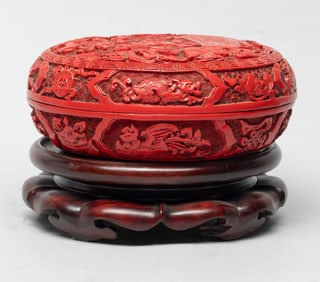 Chinese Export Cinnabar Like Box w/ Base