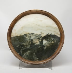 Large Chinese Marble, Wood Plate/ Tray