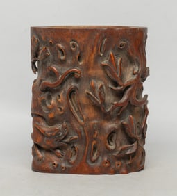 Rare Chinese Bamboo Carved Brush Pot