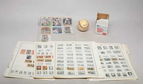 Set Vintage Stamps, Baseball Cards
