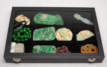 Box of Chinese Colored Stone Carvings