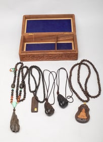 Box of South Asian Agarwood Necklace, Pendants