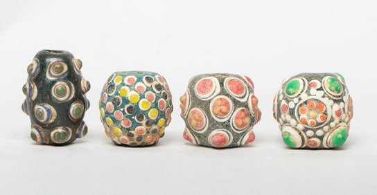 Set Large Chinese Dragonfly Eye Glass Beads