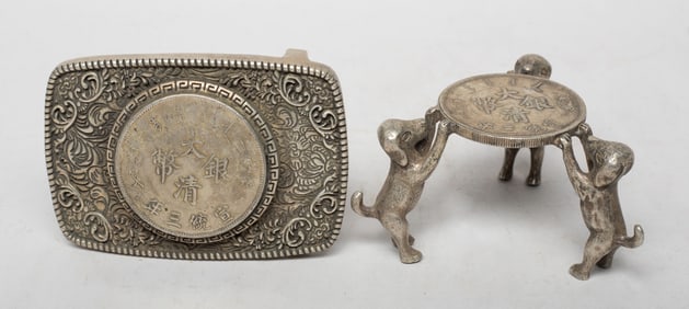 Estate Chinese Export Belt Buckle, Stand